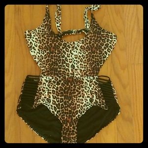 Cheetah print one piece swimsuit